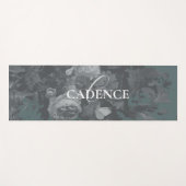 Soothing Slate Green Floral Typography Monogram ヨガマット (正面(横))