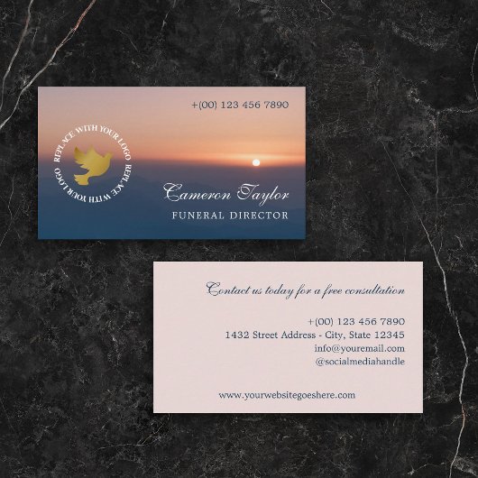 Soothing Sunset Add Logo Funeral Director 名刺