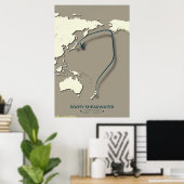 Sooty Shearwater Migration Map – Minimalist ポスター (ホームオフィス)
