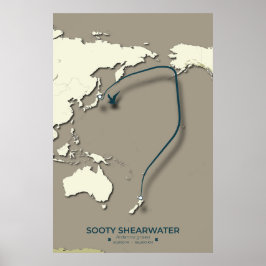 Sooty Shearwater Migration Map – Minimalist ポスター