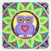 Soozie Wrayによる可愛い小さな紫のフクロウシール20 スクエアシール (正面)