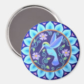 Soozie Wrayによる美しいハミングバードマンダラマグネット マグネット (正面/裏面)