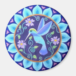 Soozie Wrayによる美しいハミングバードマンダラマグネット マグネット