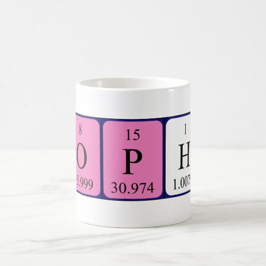 Sophiの周期表の名前のマグ コーヒーマグカップ (中央)