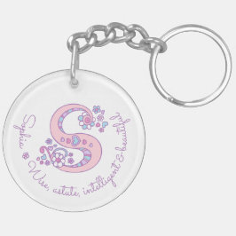 Sophiaのモノグラム文字Sの名前と意味のキーリング キーホルダー
