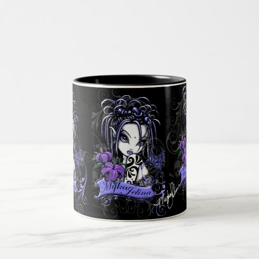 Sophia紫色のLillyの蝶マグ ツートーンマグカップ (中央)