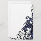 "Sophia"の青い入れ墨の妖精の芸術の文房具 便箋 (正面/裏面)