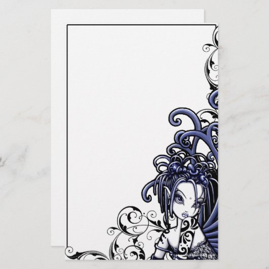 "Sophia"の青い入れ墨の妖精の芸術の文房具 便箋 (正面/裏面)