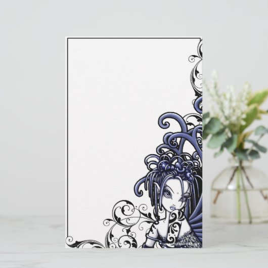 "Sophia"の青い入れ墨の妖精の芸術の文房具 便箋 (スタンド正面)