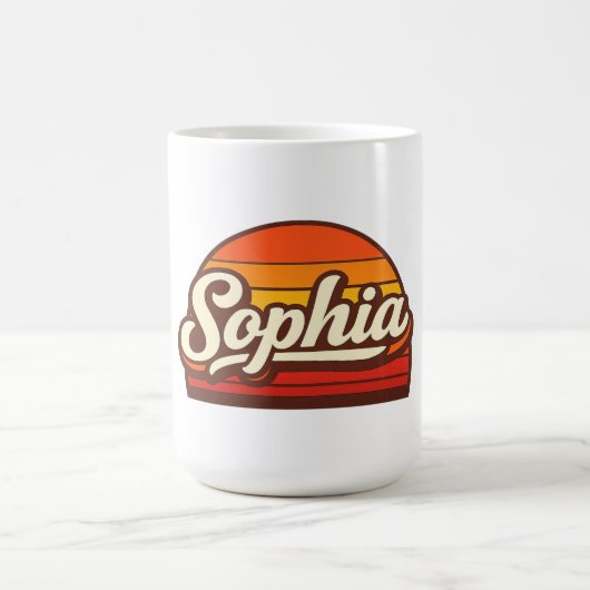 Sophia レトロ サンセット 名前 デザイン コーヒーマグカップ (中央)
