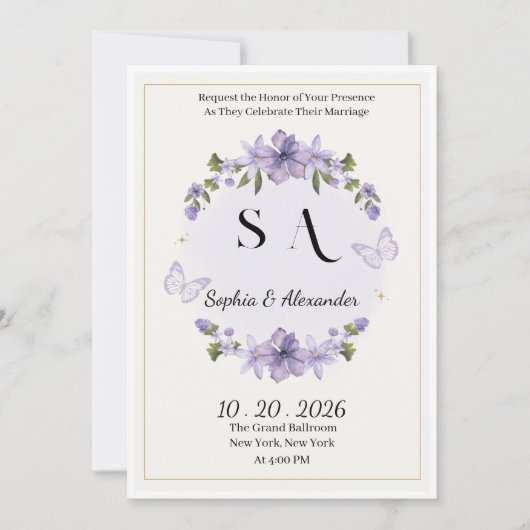Sophia & Alexander 高級結婚式招待状 | エレ 招待状 (正面)