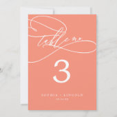 SOPHIA Bright Coral 5x7インチ結婚のテーブル番号 招待状 (裏面)