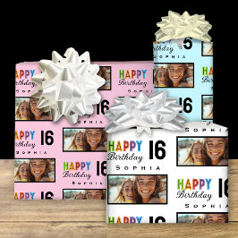 Sophia Custom Name Age 16 Birthday Wrapping Paper ラッピングペーパーシート