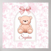 Sophia | Custom Pink Teddy Bear Nursery Design  ポスター (正面)
