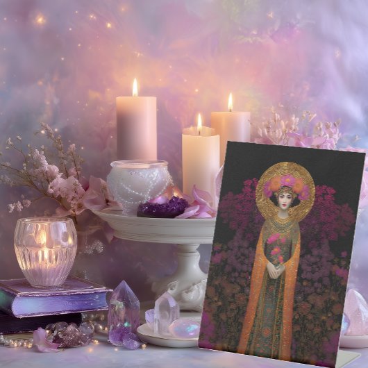 Sophia Divine Goddess of Wisdom Mosaic Portrait  台座サイン