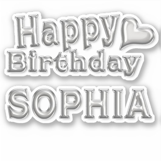 Sophia Happy Birthday silver Aufkleber Sticker シール (正面)