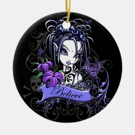 "Sophia Lilly"は妖精の芸術のオーナメントを信じます セラミックオーナメント (正面)
