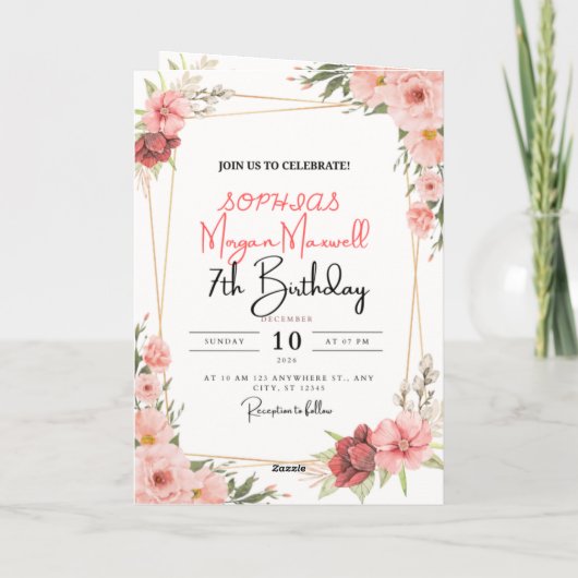 Sophia Morgan Maxwell 7th Birthday Invitation Card 招待状 (裏面)