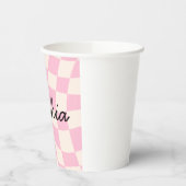 Sophia Name Custom Mug Cup Party Pink Check Grid 紙コップ (左)