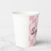 Sophia Name Custom Mug Cup Party Pink Check Grid 紙コップ (右)