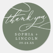 SOPHIA Olive Green's Thank 結婚 You Sticker ラウンドシール (正面)