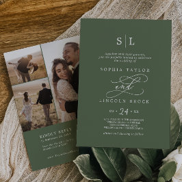 SOPHIA QR 3 Photo Olive Green All In One 結婚's 招待状