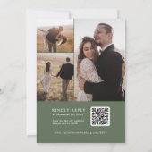 SOPHIA QR 3 Photo Olive Green All In One 結婚's 招待状 (裏面)