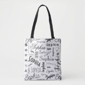 Sophia Typography Black White トートバッグ (正面)