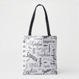 Sophia Typography Black White トートバッグ