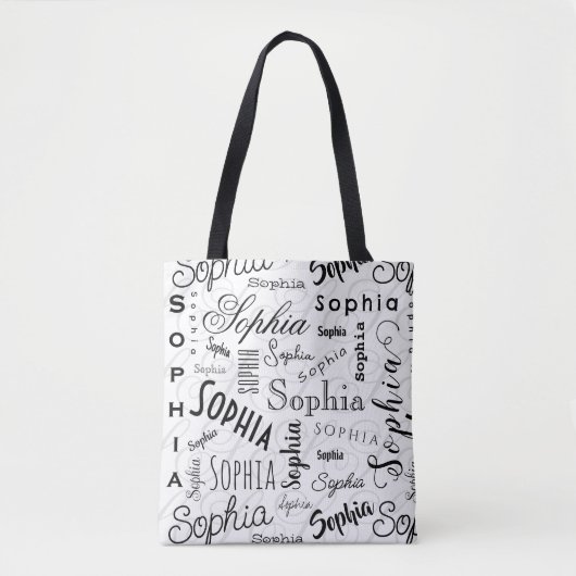 Sophia Typography Black White トートバッグ (正面)