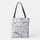 Sophia Typography Black White トートバッグ (裏面)