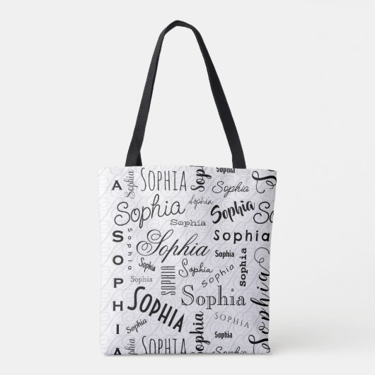 Sophia Typography Black White トートバッグ (裏面)