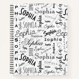 Sophia Typography Black White ノートブック