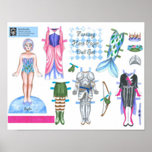 Sophieファンタジーヒーロー紙ドール – 遊またはディスプレイ ポスター