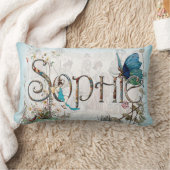 "Sophie」のパーソナライズなクッション(青い) ランバークッション (ブランケット)