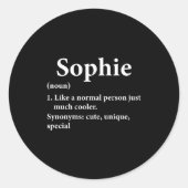 Sophie Name Definition Funny D ラウンドシール (正面)
