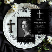Sophisticate Christian Cross Minimal Photo Funeral 招待状