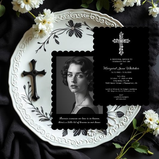 Sophisticate Christian Cross Minimal Photo Funeral 招待状
