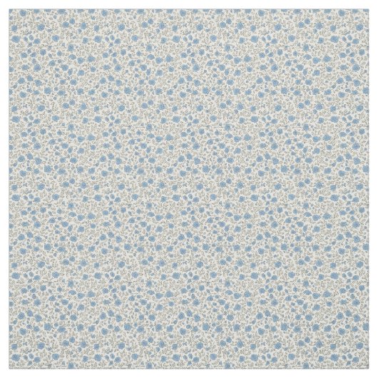 Sophisticated 1940s Dusty Blue Rosebud Vintage ファブリック (見本)