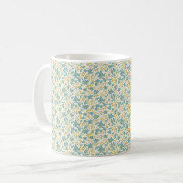Sophisticated 1940s Dusty Teal and Mustard Floral コーヒーマグカップ