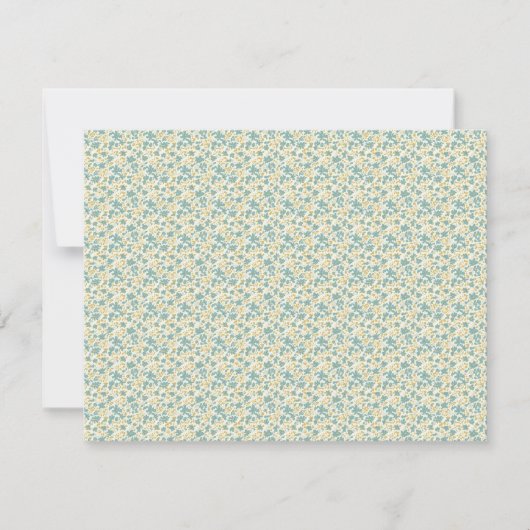 Sophisticated 1940s Dusty Teal and Mustard Floral ノートカード (正面)