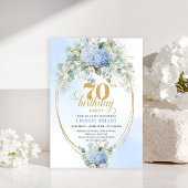 Sophisticated 70th Birthday Blue Hydrangeas Invite 招待状