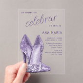 Sophisticated Amethyst Spanish Feminine Birthday  アクリル招待状 (インサイチュ (ポータブル))