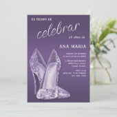 Sophisticated Amethyst Spanish Feminine Birthday  招待状 (スタンド正面)