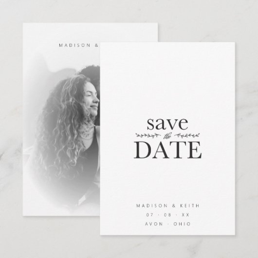 Sophisticated B&W Minimalist Photo Couple Wedding (正面/裏面)