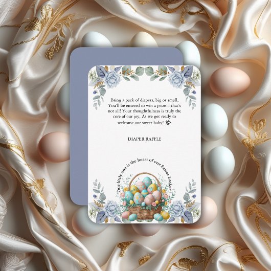 Sophisticated Baby Shower with Blue Floral Easter エンクロージャーカード