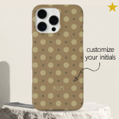 Sophisticated Beige Gray Dots Custom Name Initials Case-Mate iPhoneケース