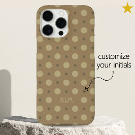 Sophisticated Beige Gray Dots Custom Name Initials iPhone 16 Pro Maxケース