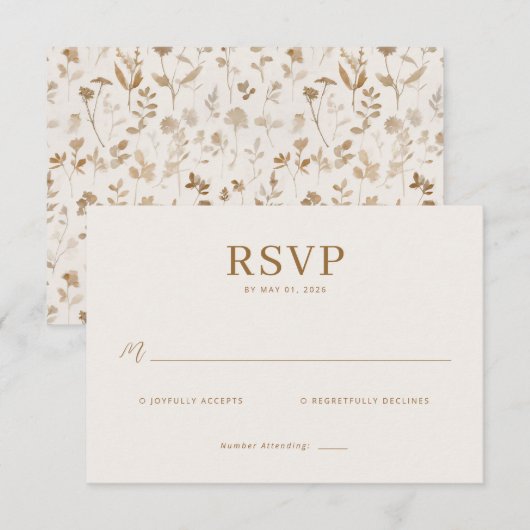 Sophisticated Beige RSVP Card (正面/裏面)