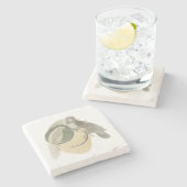 Sophisticated Bird Art Warm Neutral Stone Coaster ストーンコースター (横)
